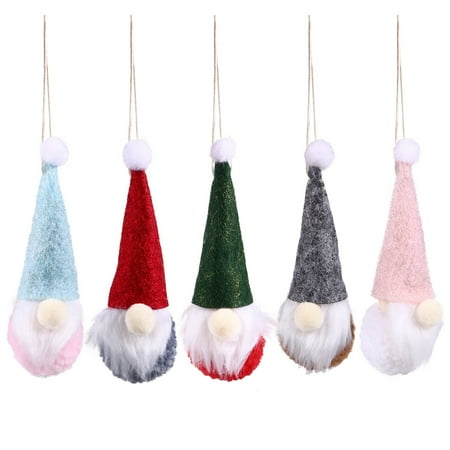 5pcs Lovely Christmas Gnome Adornment Felt Small Pendant Christmas Decor