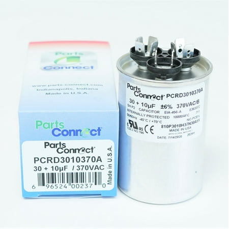 USA Run Capacitor 30 + 10 mfd (uf) 370 Volt Dual Round American Made PartsConnect PCRD3010370A
USA Run Capacitor 30 + 10 mfd (uf) 370 Volt Dual Round American Made PartsConnect PCRD3010370A