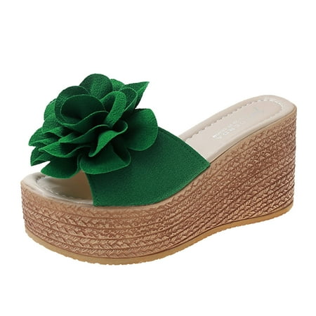 Slippers for Women Fashion Spring And Summer Women Sandals Wedge Heel Suede Flower Thick Sole Casual Style Womens Slippers Pu Green 37
Slippers for Women Fashion Spring And Summer Women Sandals Wedge Heel Suede Flower Thick Sole Casual Style Womens Slippers Pu Green 37