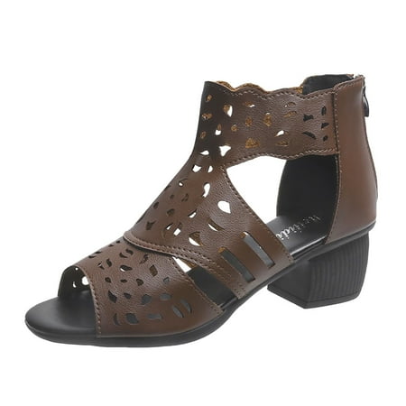 Womens Sandals Fashion Summer Women Sandals Thick Heel Middle Heel Thick Sole Fish Mouth Hollow Casual Zipper Women S Sandals Pu Brown 38
Womens Sandals Fashion Summer Women Sandals Thick Heel Middle Heel Thick Sole Fish Mouth Hollow Casual Zipper Women S Sandals Pu Brown 38