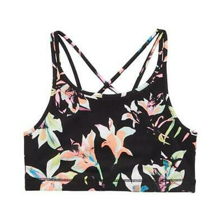 Ideology Big Girls Neon Floral Printed Strappy Sports Bra Size XL 16