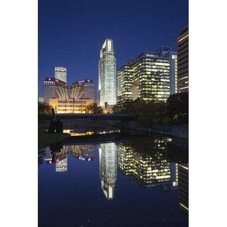 Gene Leahy Mall Skyline at Dawn, Omaha, Nebraska, USA Print Wall Art By Walter Bibikow