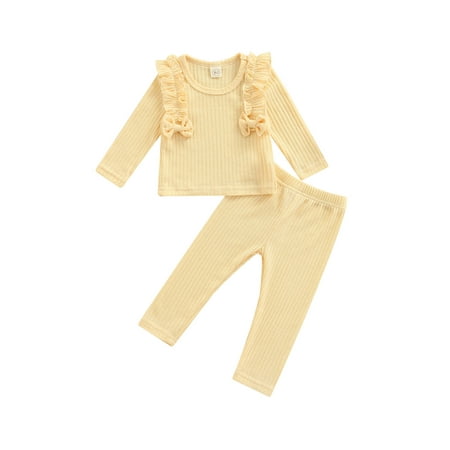 IZhansean Newborn Baby Girls Clothes 2pcs Ruffle Long Sleeve Pullover T-shirt Tops Pants Set Yellow 12-18 Months
IZhansean Newborn Baby Girls Clothes 2pcs Ruffle Long Sleeve Pullover T-shirt Tops Pants Set Yellow 12-18 Months