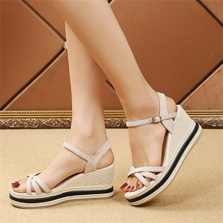 uikmnh Women Shoes Fashion Spring And Summer Women Sandals Wedge Heel Open Toe Cross Strap Suede Buckle Beige 7
uikmnh Women Shoes Fashion Spring And Summer Women Sandals Wedge Heel Open Toe Cross Strap Suede Buckle Beige 7