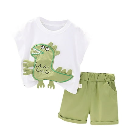 Boys Outfits Summer Cartoon Dinosaur Print Round Neck Short Sleeved Solid Color Shorts Casual Two Piece Baby Boys Clothes Size 6-12 Months White
Boys Outfits Summer Cartoon Dinosaur Print Round Neck Short Sleeved Solid Color Shorts Casual Two Piece Baby Boys Clothes Size 6-12 Months White