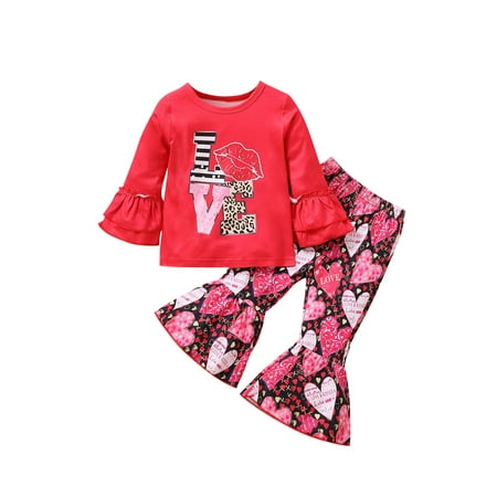 Licupiee Toddler Baby Girl Valentine s Day Outfit Set Ruffled Long Sleeve Crew Neck Pullover Heart Print Flare Pants
Licupiee Toddler Baby Girl Valentine s Day Outfit Set Ruffled Long Sleeve Crew Neck Pullover Heart Print Flare Pants