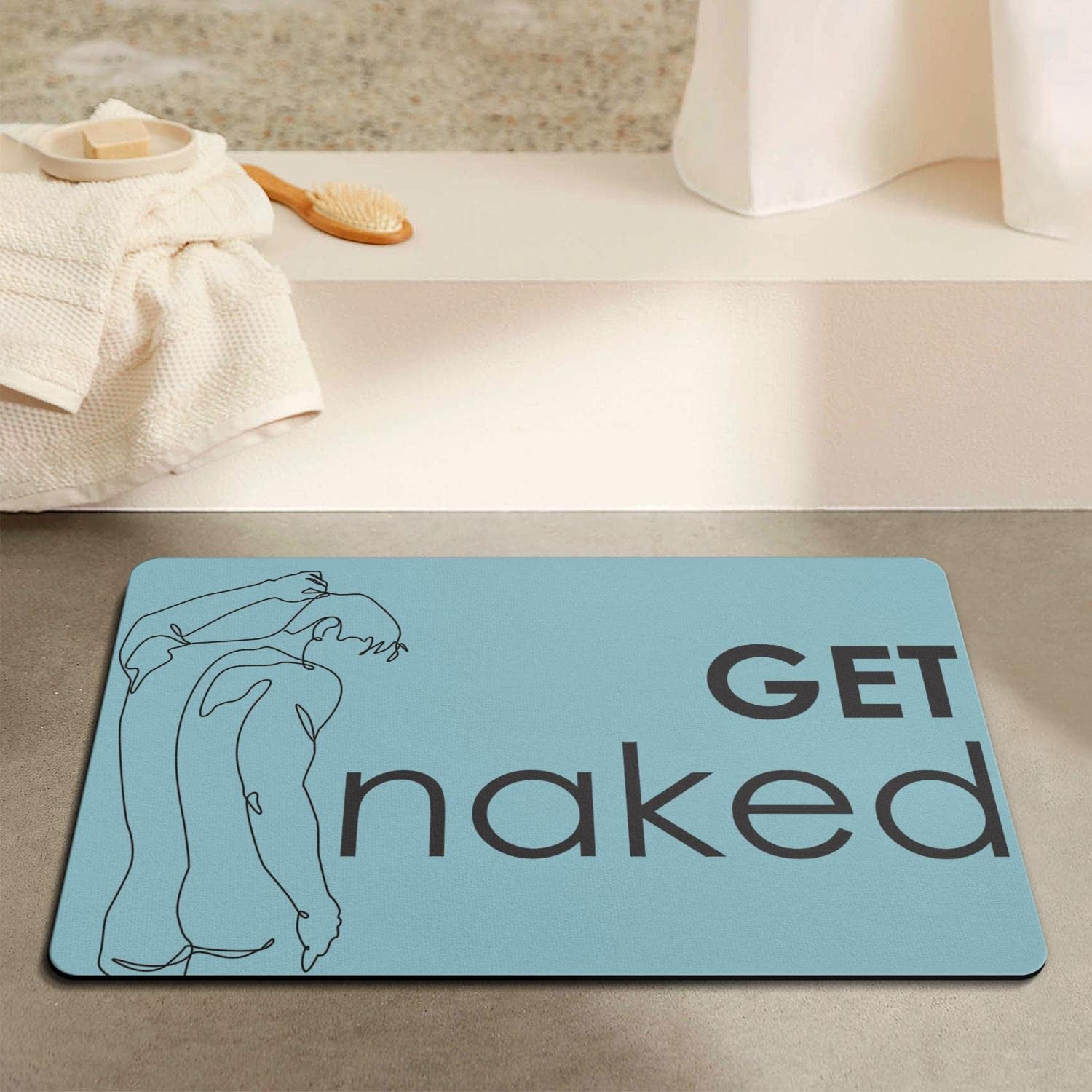 Invuni Abstract Get Naked Bath Rugs Non Slip Durable Rug Memory Foam Soft Bath Mats Absorbent