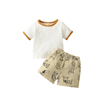 jaweiw Baby Boys Summer Clothes Set Contrast Color Ribbed Short Sleeve T-shirt Tops and Casual Cartoon Animal Print Shorts
jaweiw Baby Boys Summer Clothes Set Contrast Color Ribbed Short Sleeve T-shirt Tops and Casual Cartoon Animal Print Shorts