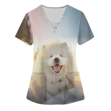 DENGDENG Womens V Neck Plus Size Classic Fit Casual Short Sleeve 3D Animal Print Scrubs Top
DENGDENG Womens V Neck Plus Size Classic Fit Casual Short Sleeve 3D Animal Print Scrubs Top