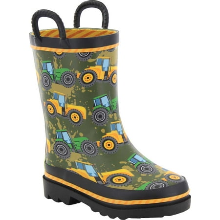 Boys Western Chief Tractor Tough Rain Boot Taupe 1 M