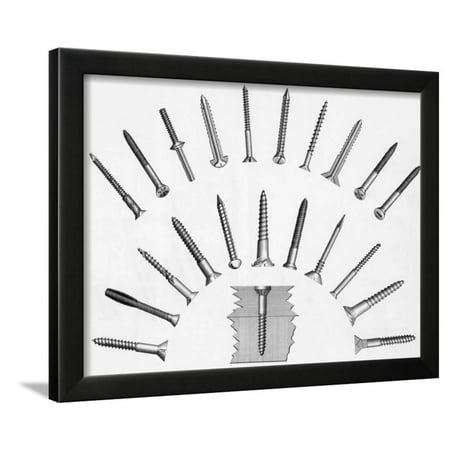 Various Screws Arranged Radially Framed Print Wall Art