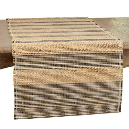 

Fennco Styles Handwoven Striped Seagrass Table Runner 16 W x 72 L - Natural Textured Table Cover for Home Décor Dining Table Banquet Family Gathering Everyday Use and Special Occasion