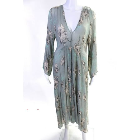 Antonelli Womens Virginia Print Plisse Dress Sage Green Size 48