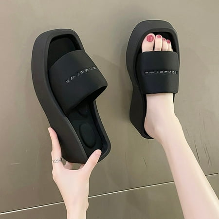 Cathalem Women Summer Solid Color Slip On Casual Open Toe Wedges Square Toe Slippers Shoes Sandals for Women Dressy Summer Wedge Black 7
Cathalem Women Summer Solid Color Slip On Casual Open Toe Wedges Square Toe Slippers Shoes Sandals for Women Dressy Summer Wedge Black 7