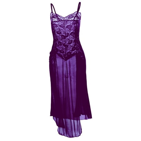 Women Lace V-neck Strap Dress comfortable Embroidery Lingerie Perspective Lure Pajamas Lady Spaghetti Strap Sleepwear Purple M
Women Lace V-neck Strap Dress comfortable Embroidery Lingerie Perspective Lure Pajamas Lady Spaghetti Strap Sleepwear Purple M