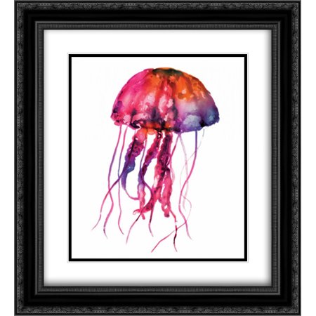 Multicolored Jellyfish 2x Matted 20x22 Black Ornate Framed Art Print by Selkirk, Edward
