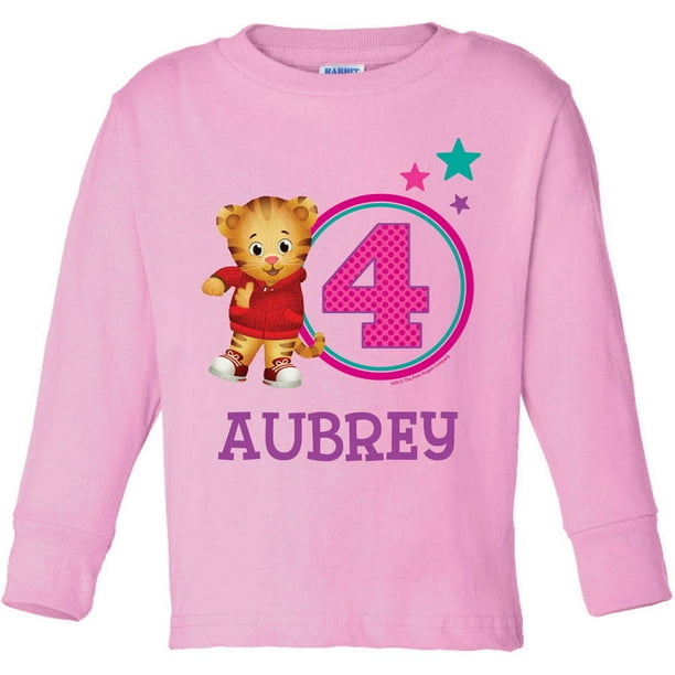 Personalized Daniel Tiger's Neighborhood Age Toddler Girl Pink Long Sleeve Tee