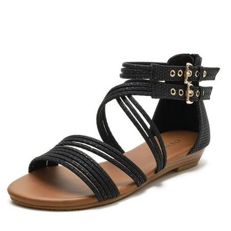 Womens Fashion Open Round Toe Flats Sandal Summer Vintage Zipper Roman Style Cross Strap Relaxed Ladies Sandals
Womens Fashion Open Round Toe Flats Sandal Summer Vintage Zipper Roman Style Cross Strap Relaxed Ladies Sandals