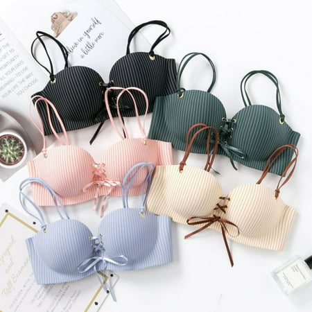 Womens Soft Stripe Drawstring Push up Bras Wireless Seamless Deep V Cleavage Sexy Bras
Womens Soft Stripe Drawstring Push up Bras Wireless Seamless Deep V Cleavage Sexy Bras