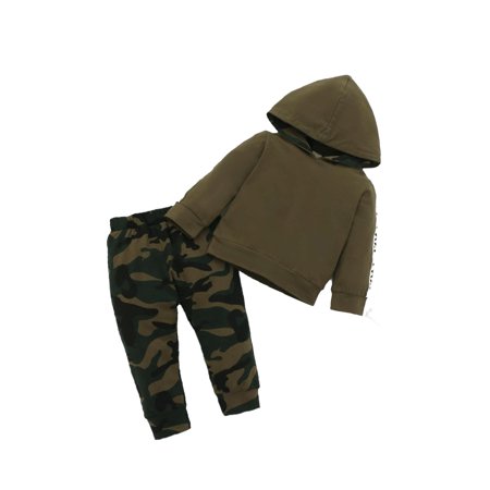 Casual Camo Print Hooded Long Sleeve Army Green Baby Sets (Baby s)