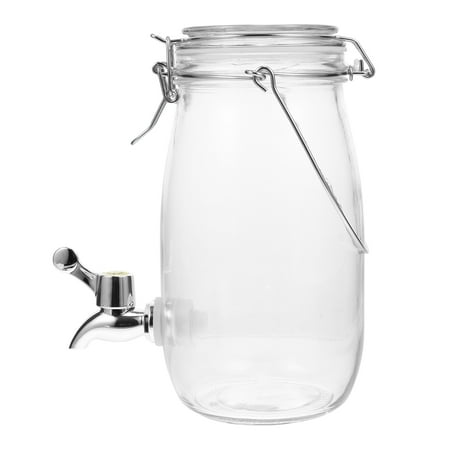 Rosarivae 1Pc Glass Bottle Brewing Bottle Faucet Beverage Bottle Wine Bottle (Transparent)