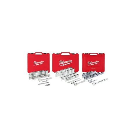 Milwaukee 1/4 in. and 3/8 in. and 1/2 in. Drive SAE/Metric Ratchet and Socket Mechanics Tool Set (153-Piece)
Milwaukee 1/4 in. and 3/8 in. and 1/2 in. Drive SAE/Metric Ratchet and Socket Mechanics Tool Set (153-Piece)