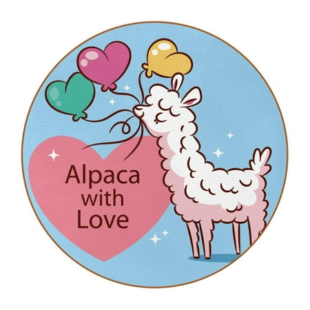OWNTA Cute Alpaca Love Balloon Blue Background Pattern Premium Microfiber Leather Round Coasters (6PCS) - 11x11 cm/4.3x4.3 in - Durable & Stylish Cup Mat Set
OWNTA Cute Alpaca Love Balloon Blue Background Pattern Premium Microfiber Leather Round Coasters (6PCS) - 11x11 cm/4.3x4.3 in - Durable & Stylish Cup Mat Set