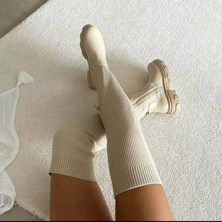 Foraging dimple Boots for Women Winter and Autumn Long Thick Heel Antiskid Wool Sock Shoes White
Foraging dimple Boots for Women Winter and Autumn Long Thick Heel Antiskid Wool Sock Shoes White