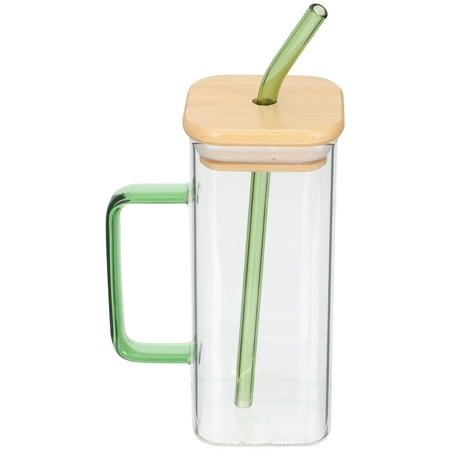 Clear Glass Cup Covered Beverage Cup Milk Drinking Cup Glass Water Cup with Handle