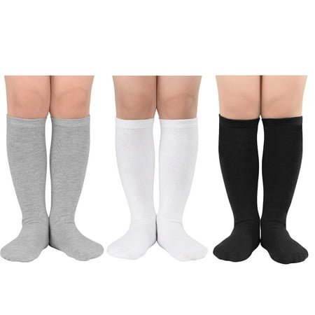 Kids Soccer Socks Toddler Knee High Socks Stripes Sport Cotton Uniform Tube Stocking For Boys Girls 3 Pack Black/White/Grey
Kids Soccer Socks Toddler Knee High Socks Stripes Sport Cotton Uniform Tube Stocking For Boys Girls 3 Pack Black/White/Grey