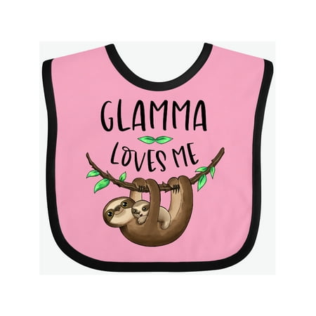 Inktastic Glamma Loves Me Cute Sloth and Baby Gift Baby Boy or Baby Girl Bib