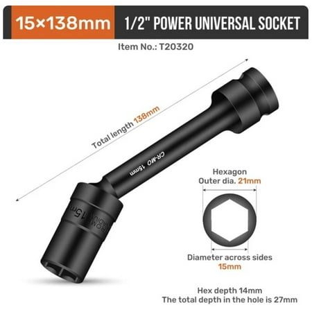 Lierteer 1PV 1/2 Socket Impact Wrench Hex Socket Head Adapter Spanner Converter 12-19mm
Lierteer 1PV 1/2 Socket Impact Wrench Hex Socket Head Adapter Spanner Converter 12-19mm