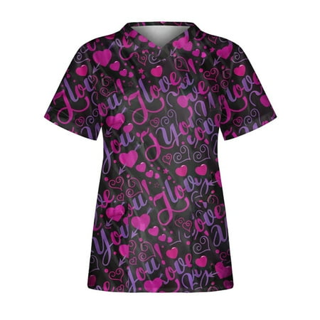 Lumento Summer Short Sleeve Shirts Tee for Womens Workwear Heart Printed Scrub Tops V Neck Nursing T-Shirts
Lumento Summer Short Sleeve Shirts Tee for Womens Workwear Heart Printed Scrub Tops V Neck Nursing T-Shirts