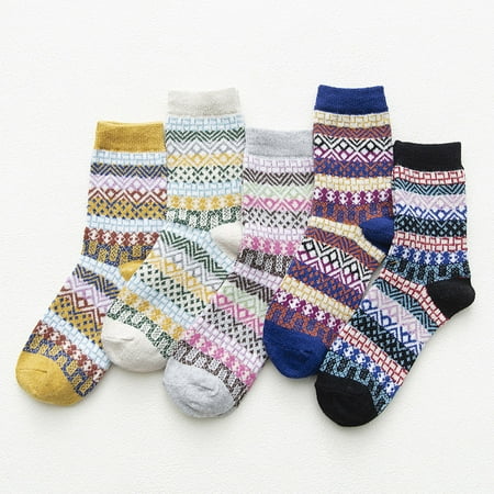 EUHDSSDE Socks Wool Womens Knit Warm of Winter Socks 5 Pairs Cold Soft Socks