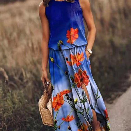Women Summer Dress Side Split Crew Neck Printed Loose Sleeveless Maxi Dress Long Skirt for Girl Lady Beach Cover ups XL 4
Women Summer Dress Side Split Crew Neck Printed Loose Sleeveless Maxi Dress Long Skirt for Girl Lady Beach Cover ups XL 4