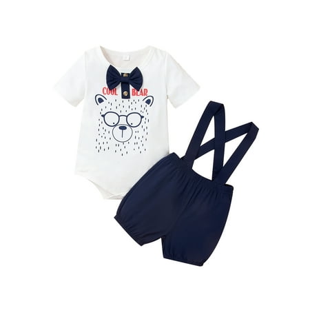 Canrulo Newborn Baby Boy Clothes Set Cartoon Bear Printed Short Sleeve Romper Suspender Shorts Summer Overalls Outfits White 0-3 Months
Canrulo Newborn Baby Boy Clothes Set Cartoon Bear Printed Short Sleeve Romper Suspender Shorts Summer Overalls Outfits White 0-3 Months