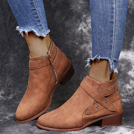 Tangnade Boots for Women on Sale Retro Women Leather Square Heel Zipper Solid Color Short Booties Round Toe Shoes
Tangnade Boots for Women on Sale Retro Women Leather Square Heel Zipper Solid Color Short Booties Round Toe Shoes