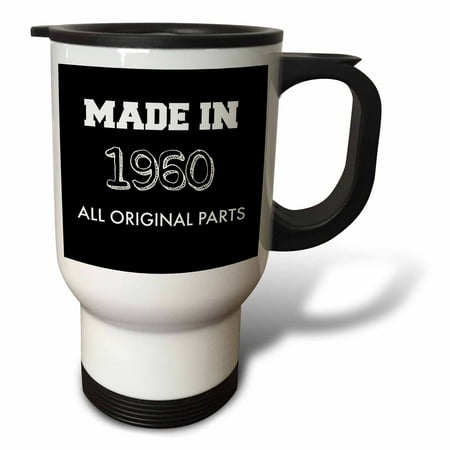 3dRose made in 1960 all original parts white letters on black background Travel Mug 14oz Stainless Steel
3dRose made in 1960 all original parts white letters on black background Travel Mug 14oz Stainless Steel