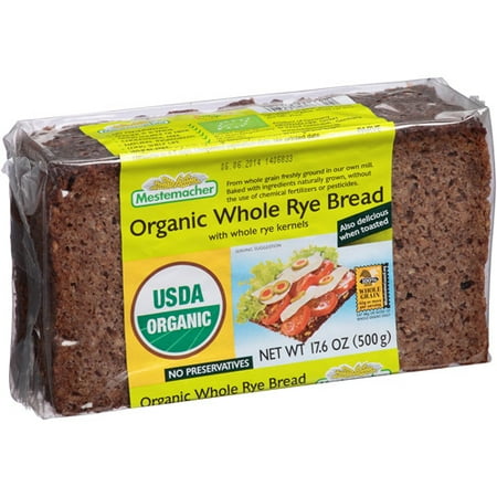 Mestemacher Organic Whole Rye Bread, 17.6 oz, (Pack of 12)