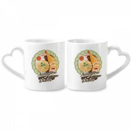 

Singapore Hainanese Chicken Rice Couple Porcelain Mug Set Cerac Lover Cup Heart Handle