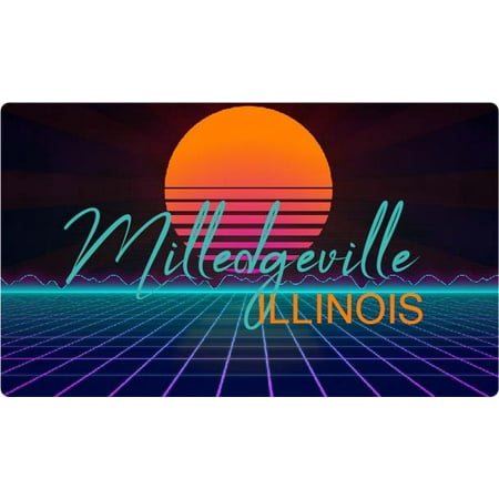 Milledgeville Illinois 4 X 2.25-Inch Fridge Magnet Retro Neon Design