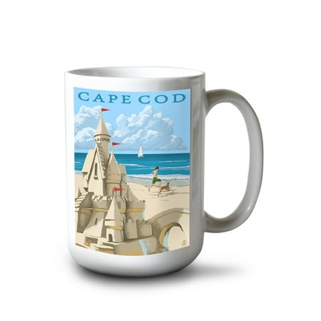 15 fl oz Ceramic Mug Cape Cod Sand Castle Dishwasher & Microwave Safe