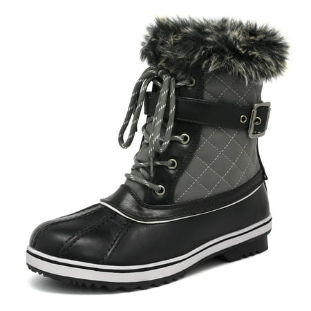 Pairs Women‘s Mid Calf Outdoor Boots Waterproof Winter Boots RIVER_3 GREY Size 9