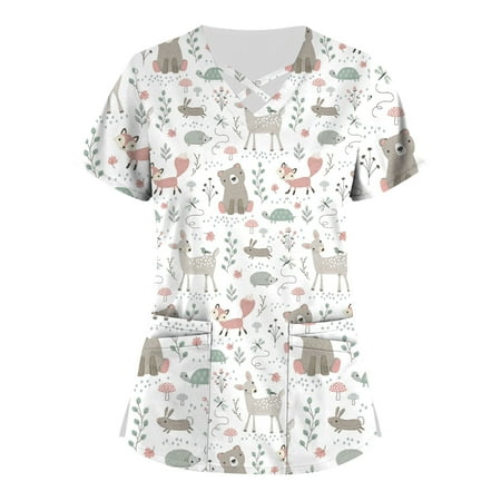 TKing Fashion Women Plus Size Scrubs Top V-Neck Short Sleeve Printed Pockets Work Blouse for Women White 3XL
TKing Fashion Women Plus Size Scrubs Top V-Neck Short Sleeve Printed Pockets Work Blouse for Women White 3XL