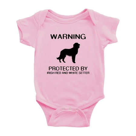 Warning: Protected by A Irish Red And White Setter Dog Funny Baby Bodysuits (Pink 6-12 Months)
Warning: Protected by A Irish Red And White Setter Dog Funny Baby Bodysuits (Pink 6-12 Months)