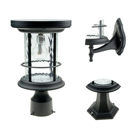 Silo Solar Light w/GS Solar Light Bulb - Wall/Pier/3 Fitter Mounts - Black