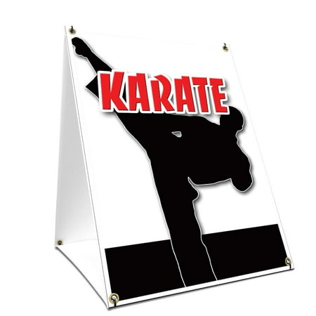 A-frame Sidewalk Karate Sign With Graphics On Each Side