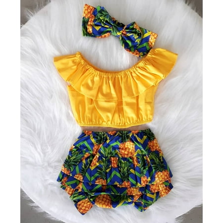 Seyurigaoka Toddler Baby Girl Kid Outfits Off Shoulder Crop Tops Ruffle Shorts Pants Headband 3Pcs Set
Seyurigaoka Toddler Baby Girl Kid Outfits Off Shoulder Crop Tops Ruffle Shorts Pants Headband 3Pcs Set