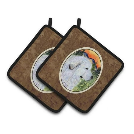 Great Pyrenees Pair of Pot Holders - 7.5 x 3 x 7.5 in.