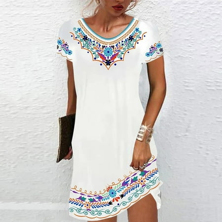 Leesechin Womens Dresses Clearance Comfortable Ethnic Short Sleeve Round Neck Print Dress
Leesechin Womens Dresses Clearance Comfortable Ethnic Short Sleeve Round Neck Print Dress